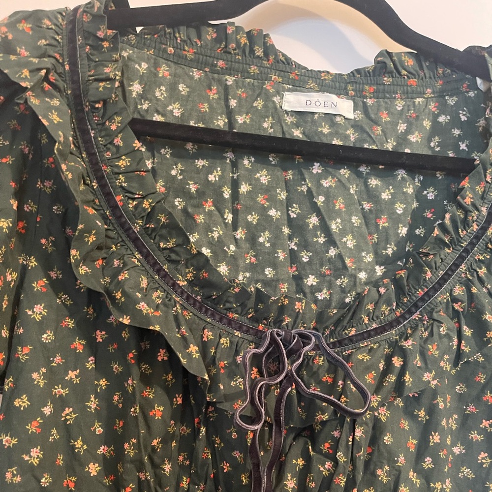 DOEN Green floral Dress, size S & M - Picture 5 of 8
